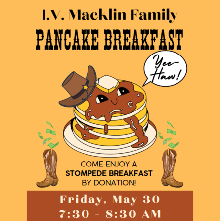 Picture of a stack of pancakes wearing western gear.